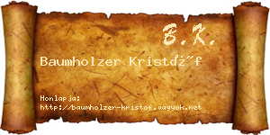 Baumholzer Kristóf névjegykártya
